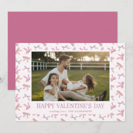 Cartão De Festividades Pink Bows One Photo Valentine’s Day Card