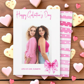 Cartão De Festividades Pink coquette bow Happy Galentine's Day photo