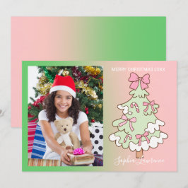 Cartão De Festividades Pink E Green Personalizado Um Natal De Foto