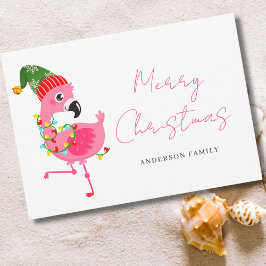 Cartão De Festividades Pink Flamingo Christmas