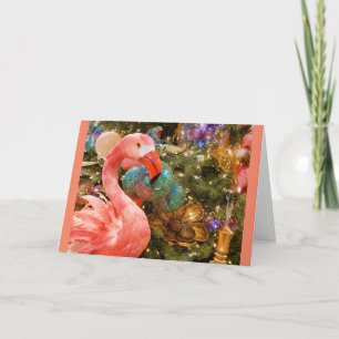 Cartão De Festividades Pink Flamingo Christmas Holiday Greeting Card