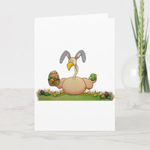 Cartão De Festividades Pink Flamingo Whimsical Bird As Easter Bunny