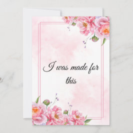 Cartão De Festividades Pink Floral Empowering Quote Art