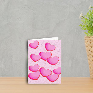 Cartão De Festividades Pink Heart Cluster Dots Valentine