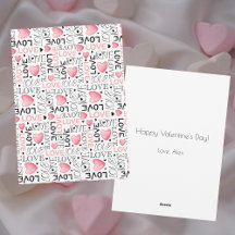 Pink Hearts Love Script Pattern Happy Valentine's