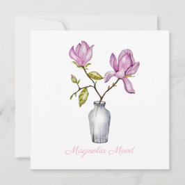 Cartão De Festividades Pink Magnolia Watercolor Botanical