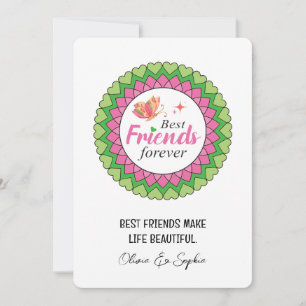 Cartão De Festividades Pink Mandala Melhor Amigo Personalizado