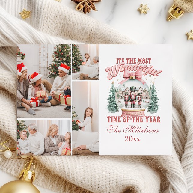 Cartão De Festividades Pink Nutcracker Natal 4 Foto Wonderland Gl (Criador carregado)