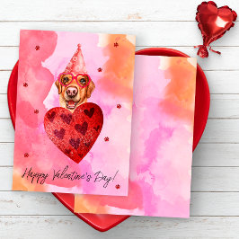 Cartão De Festividades Pink Orange Labrador Dia de os namorados Gift Dog