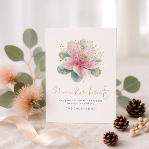 Cartão De Festividades Pink Pōhutukawa Meri Kirihimete NZ Natal