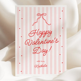 Cartão De Festividades Pink Red Bow Galentine's Valentine's Day Card
