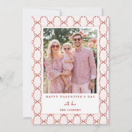 Cartão De Festividades Pink Red Bow Happy Valentine's Day Photo Card