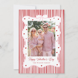Cartão De Festividades Pink Red Bow Love Happy Valentine's Day Photo Card