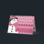 Cartão De Festividades Pink Snowman<br><div class="desc">Com dentro de tipografia e fora.</div>