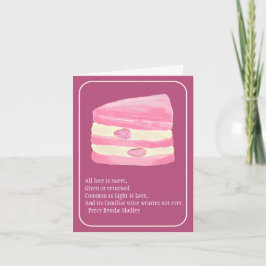 Cartão De Festividades Pink Strawberry Cake and Poem Valentine's Day Card