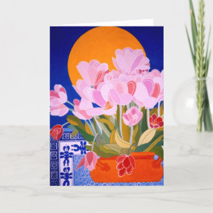 Cartão De Festividades Pink Tulip Flowers