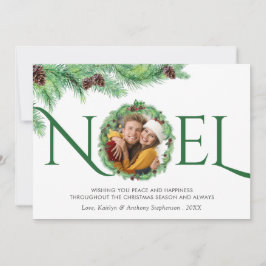 Cartão De Festividades Pino Botânico Simples Elegante Foto NOEL 1