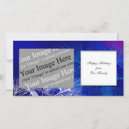 Cartão De Festividades Pino de inverno branco e azul de feriado personali