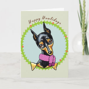 Cartão De Festividades Pinscher Miniatura Feliz Natal Canino