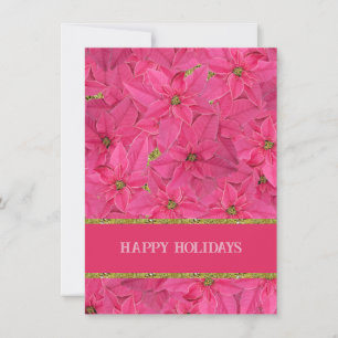 Cartão De Festividades Pinsettias coloridas da Fuchsia, padrão floral per