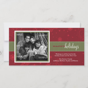 Cartão De Festividades Pinstripe Ribbon Holiday Photo Card
