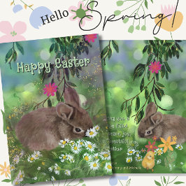 Cartão De Festividades Pintado com a Mão do Coelhinho das Aquarelas