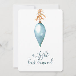 Cartão De Festividades Pintado Mão Minimalista Azul-Cor-de-Água Natal