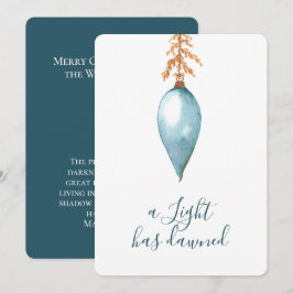 Cartão De Festividades Pintado Mão Minimalista Azul-Cor-de-Água Natal