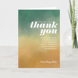 Cartão De Festividades Pintado Obrigado Turquesa Dourado Negócios