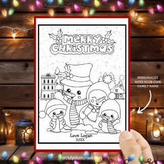 Cartão De Festividades Pinte Seu Próprio Papai Noel de Natal Personalizad