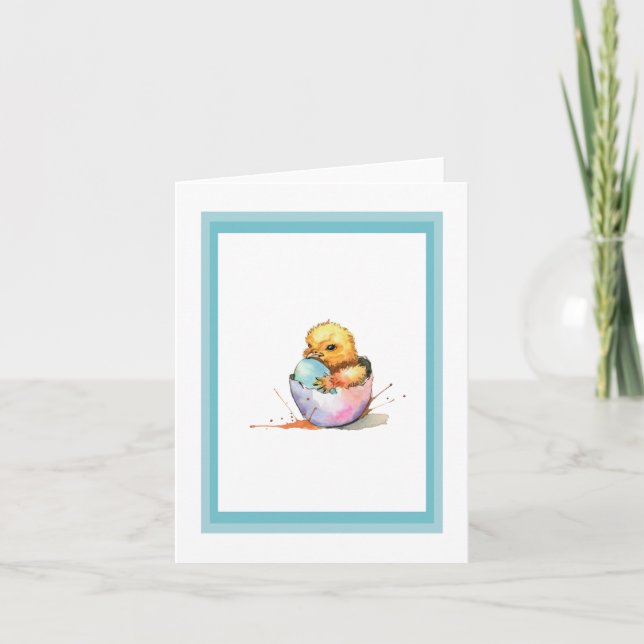 Cartão De Festividades Pintinho páscoa (Frente)