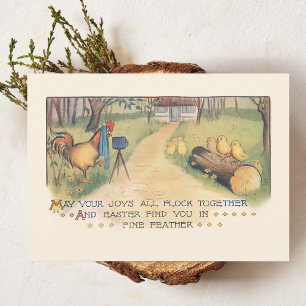 Cartão De Festividades Pintinhos de Páscoa de Vintage Bonita Possuindo F