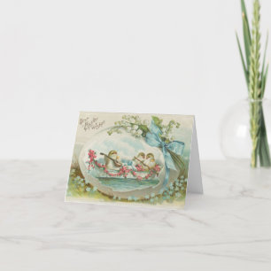 Cartão De Festividades Pintinhos de Páscoa Vintage