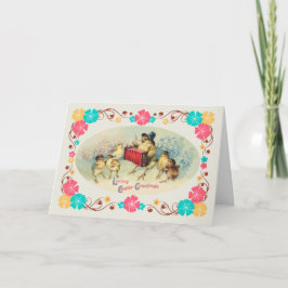 Cartão De Festividades Pintinhos Musicais da páscoa com Borda Floral