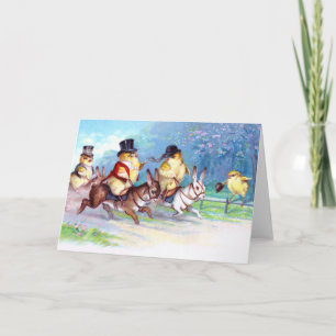 Cartão De Festividades Pintinhos Páscoa