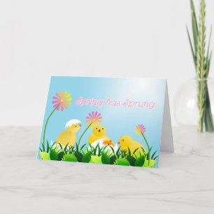 Cartão De Festividades Pintinhos Primavera