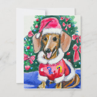 Cartão De Festividades Pintor de Água da Árvore de Natal Dachshund