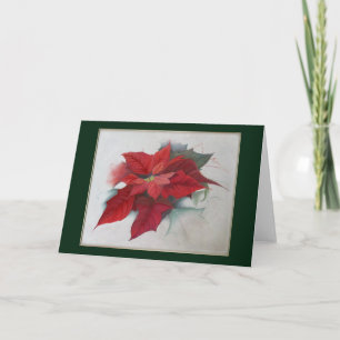 Cartão De Festividades Pintura a óleo do Natal da poinsétia