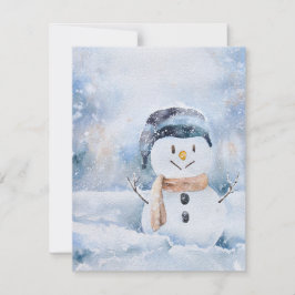 Cartão De Festividades Pintura aquarela retrô Boneco de Neve