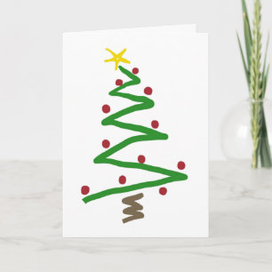Cartão De Festividades Pintura da árvore de Natal do ziguezague