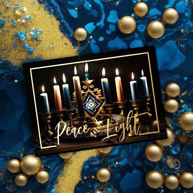 Cartão De Festividades Pintura da Paz e da Luz de Menorah (Criador carregado)