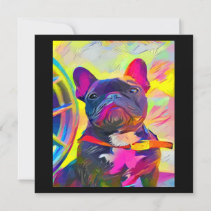 Cartão De Festividades Pintura de Buldogue Francês Presente para o tou