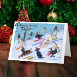 Cartão De Festividades Pintura de esqui de Labradors do Natal do<br><div class="desc">Cartão de esqui do feriado da pintura de Labradors do Natal do divertimento do inverno. Os cães felizes de labrador retriever apreciam esquiar na estância de esqui extravagante de Labrador!!! Labrador preto, chocolate Labrador, Labrador amarelo todo é pintado na imagem. Amam realmente a neve e o esporte de inverno. Colorido...</div>