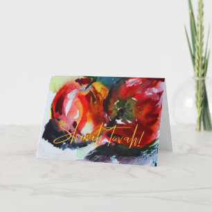 Cartão De Festividades Pintura de Maçã do Rosh Hashanah