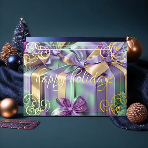 Cartão De Festividades Pintura de Natal Dons Lavandas Mint Roxo