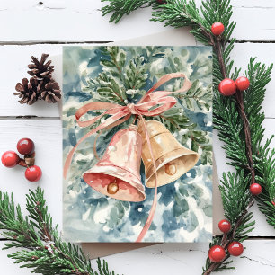 Cartão De Festividades Pintura de Natal em Aquarela Jingle Bells Festa de