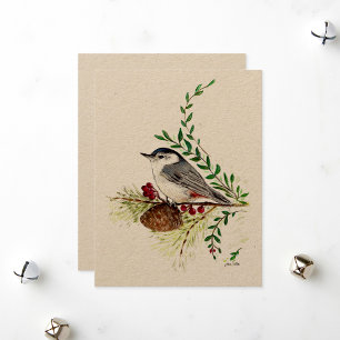Cartão De Festividades Pintura de Nuthatch Feriado
