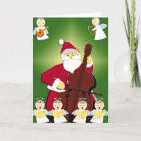 Pintura de Papai Noel que joga o violoncelo com