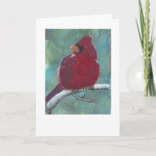 Cartão De Festividades Pintura de Pássaro Vermelho Cardinal