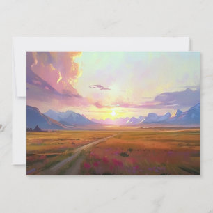 Cartão De Festividades Pintura do Nascer e Pôr do Sol Big Sky Montana Con